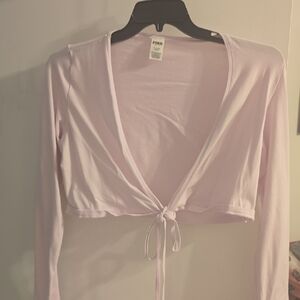 PINK Victoria's Secret Light Pink Tie-Front Blouse